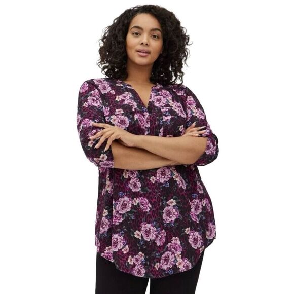 New! Torrid Purple Floral Harper Tunic Sz 5x - Picture 1 of 7